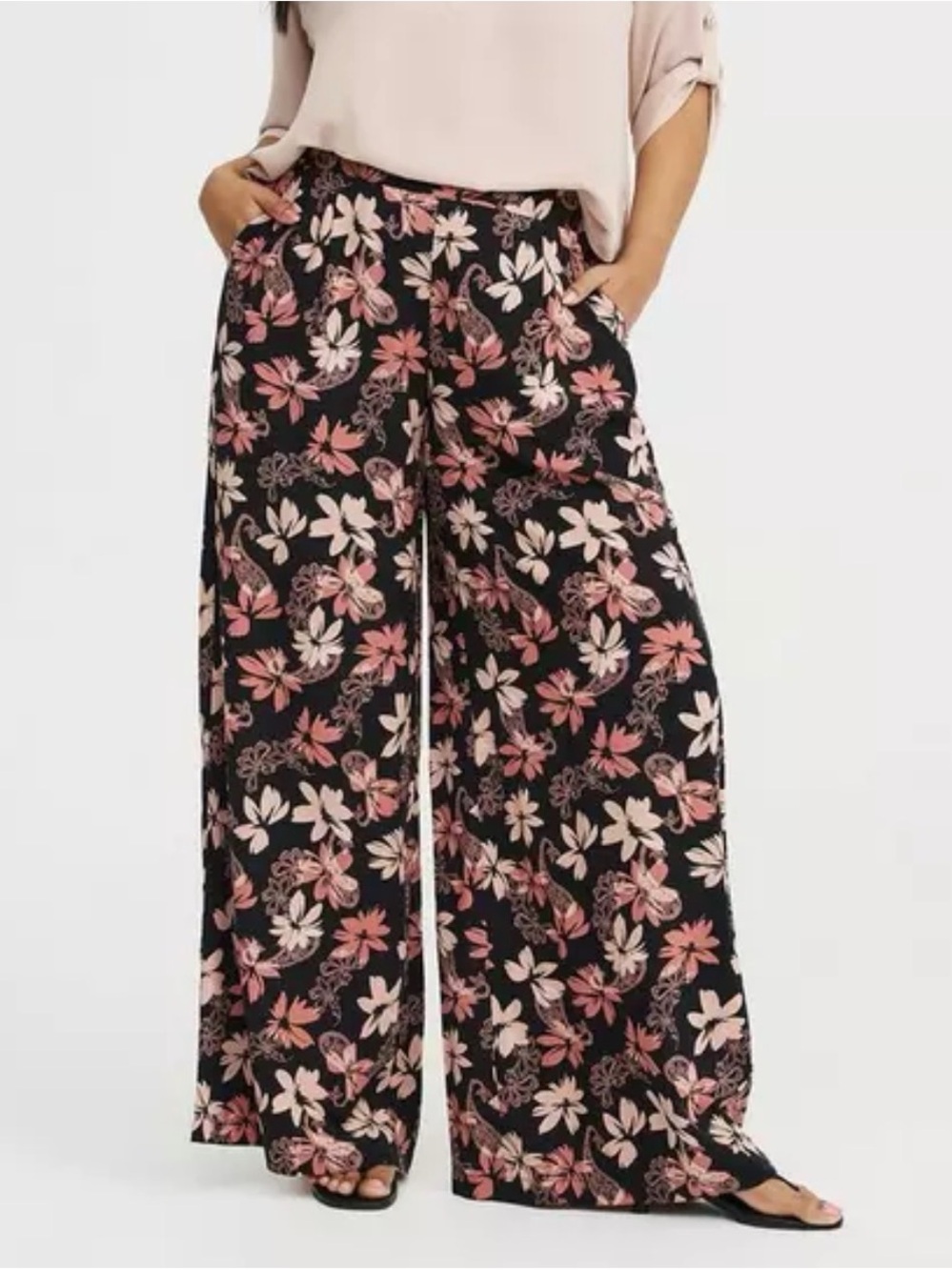 Torrid Wide Leg Challis Pants 3R 3X Floral Paisley High Rise Elastic Waist NWT